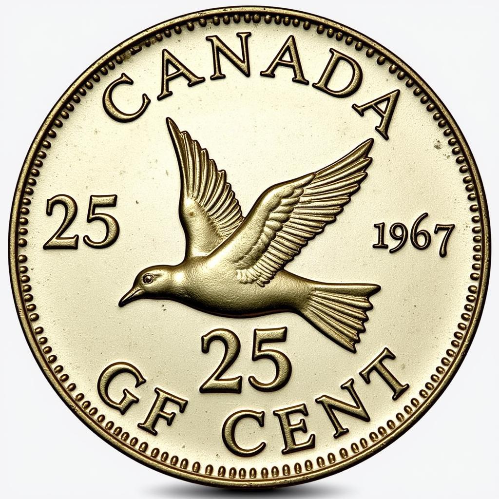 1967 Canadian 25 Cent Coin Reverse