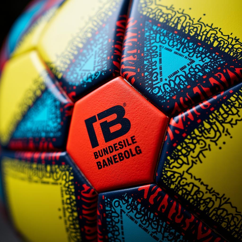 Close-up of the 23/24 Bundesliga ball showcasing its design elements