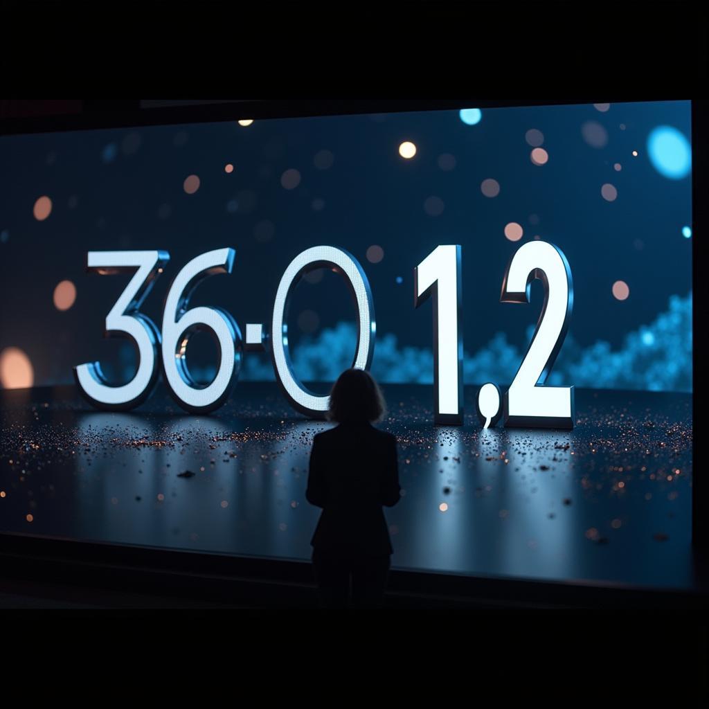 High-definition screen displaying the numbers 360 and 1.2