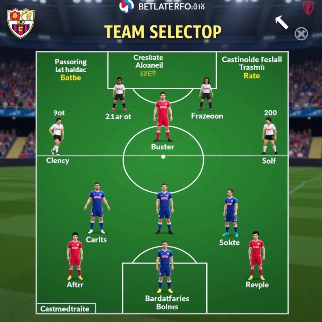 3D Futsal Team Selection Screen