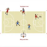 Basketball Players in 4 1 Zone Defense Positions