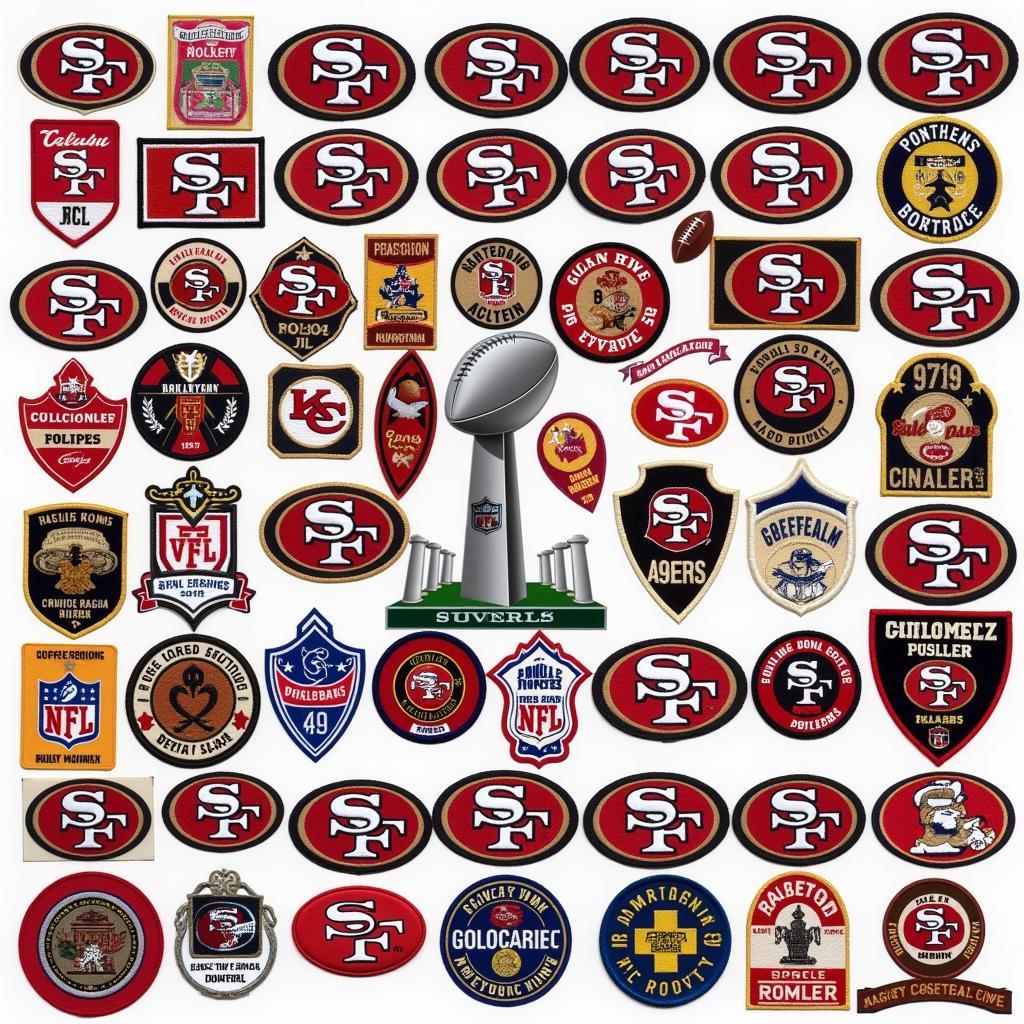 A collection of vintage San Francisco 49ers patches