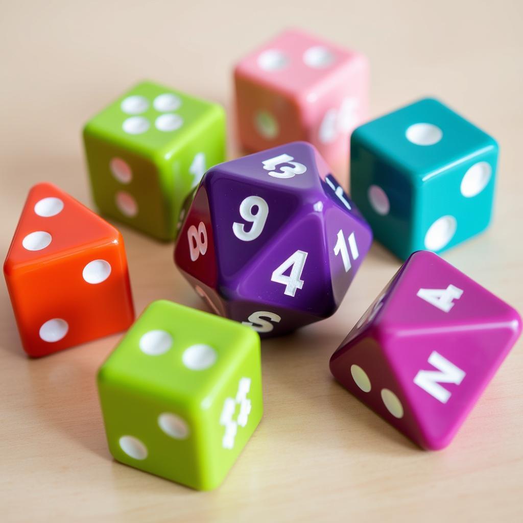 A vibrant 7-piece polyhedral dice set.