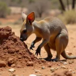 Aardvark digging an ant mound