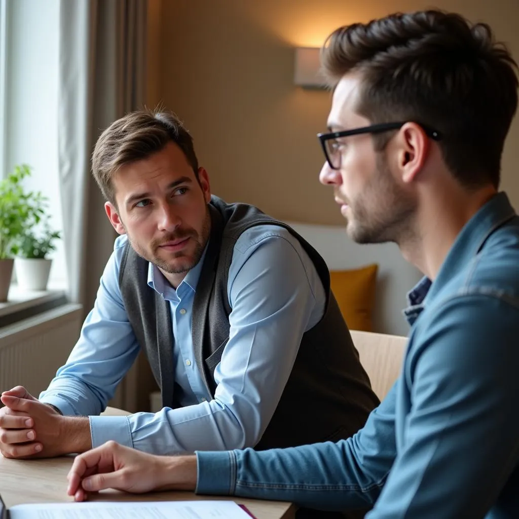 Employee actively listening during a feedback session