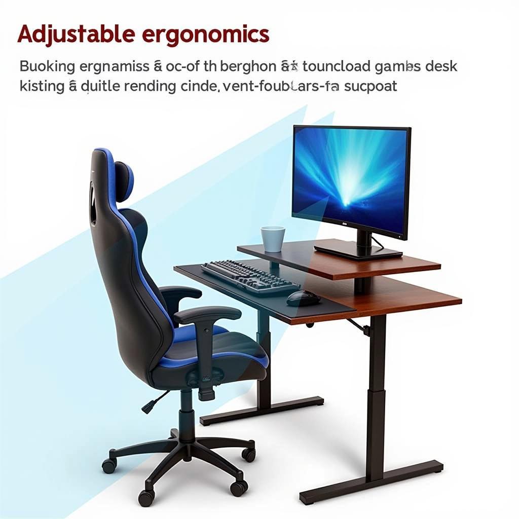 An ergonomic gaming setup with an adjustable desk and chair