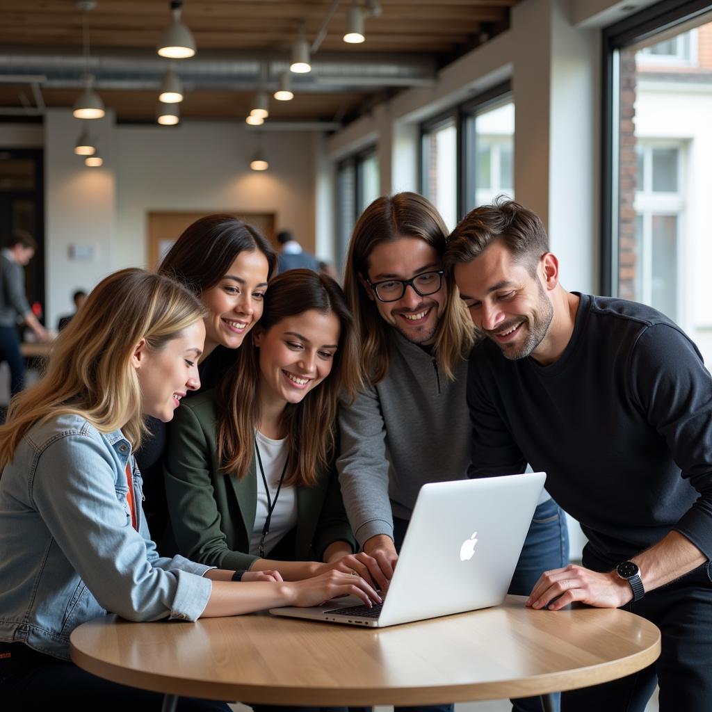 Diverse group of professionals working together in a modern office - ADTS Inc. team collaboration