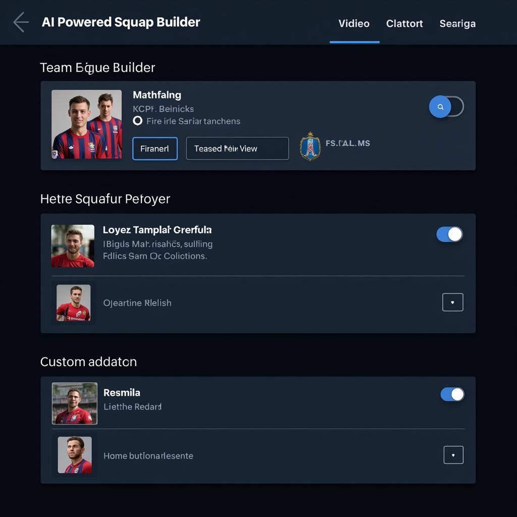 AI Squad Builder Interface