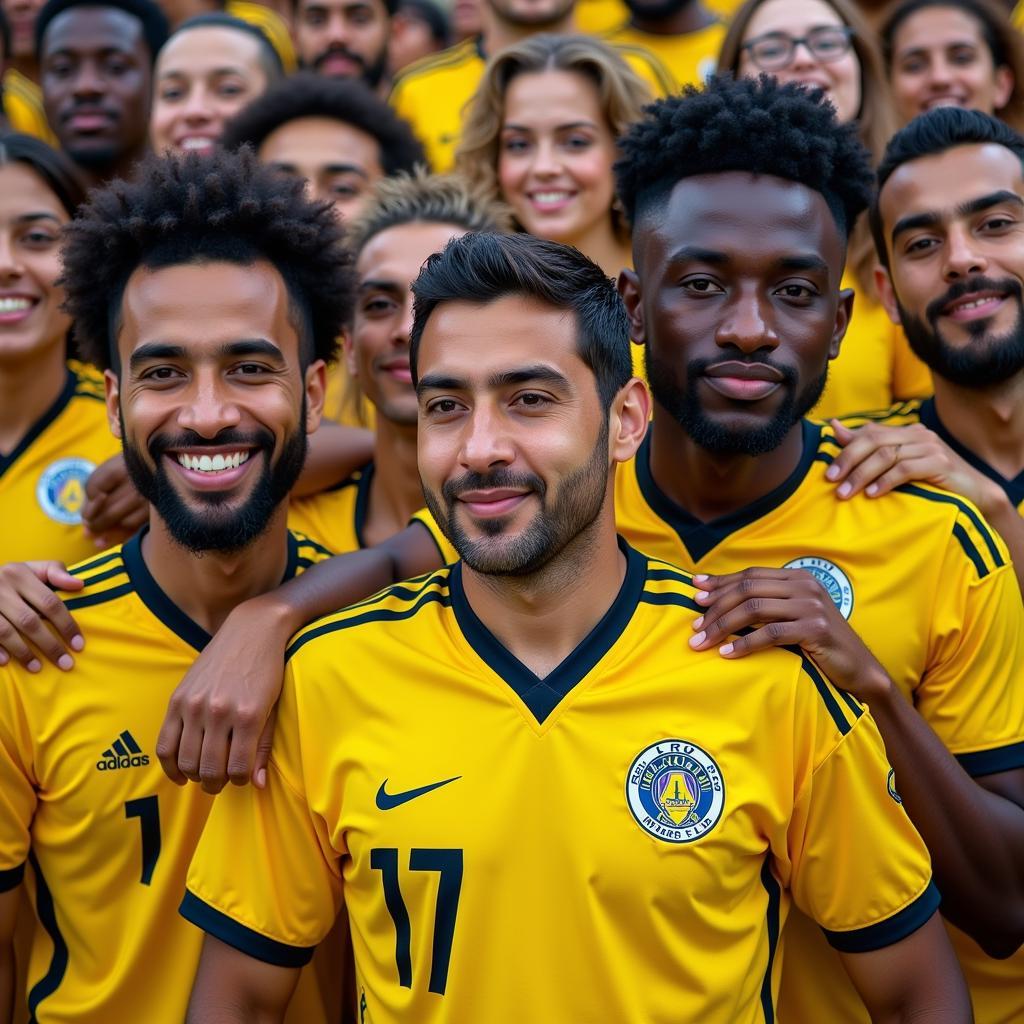 Fans from different countries wearing the Al Nassr kit