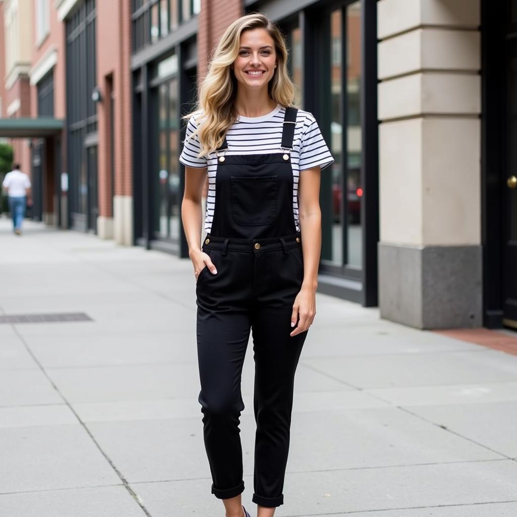 Stylish Woman Rocking Alabama Overalls