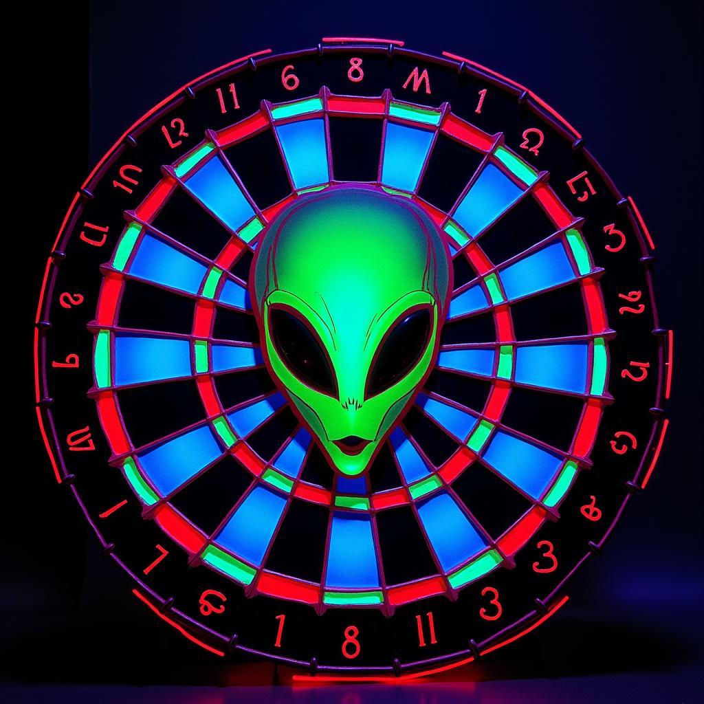 Glow-in-the-Dark Alien Dartboard with UFO Target