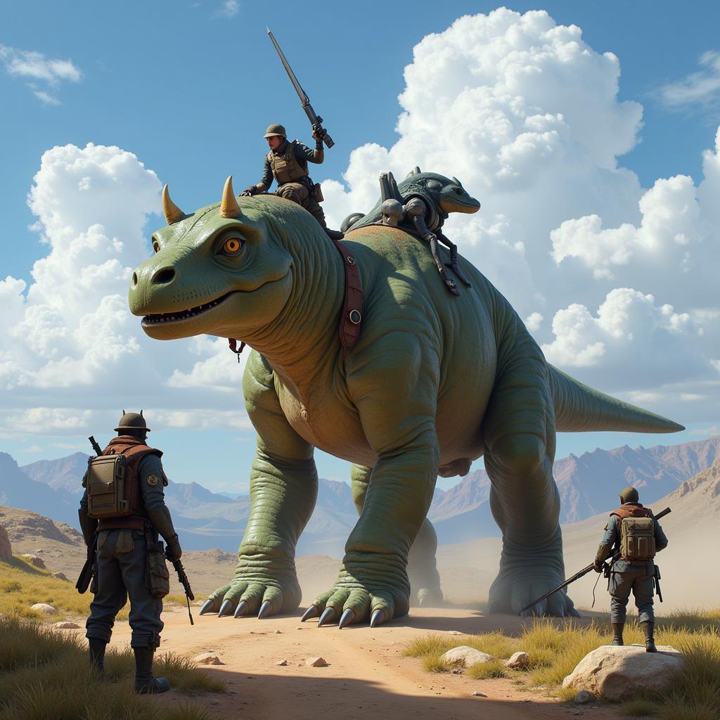 Strategic positioning around an Altisaur in Apex Legends