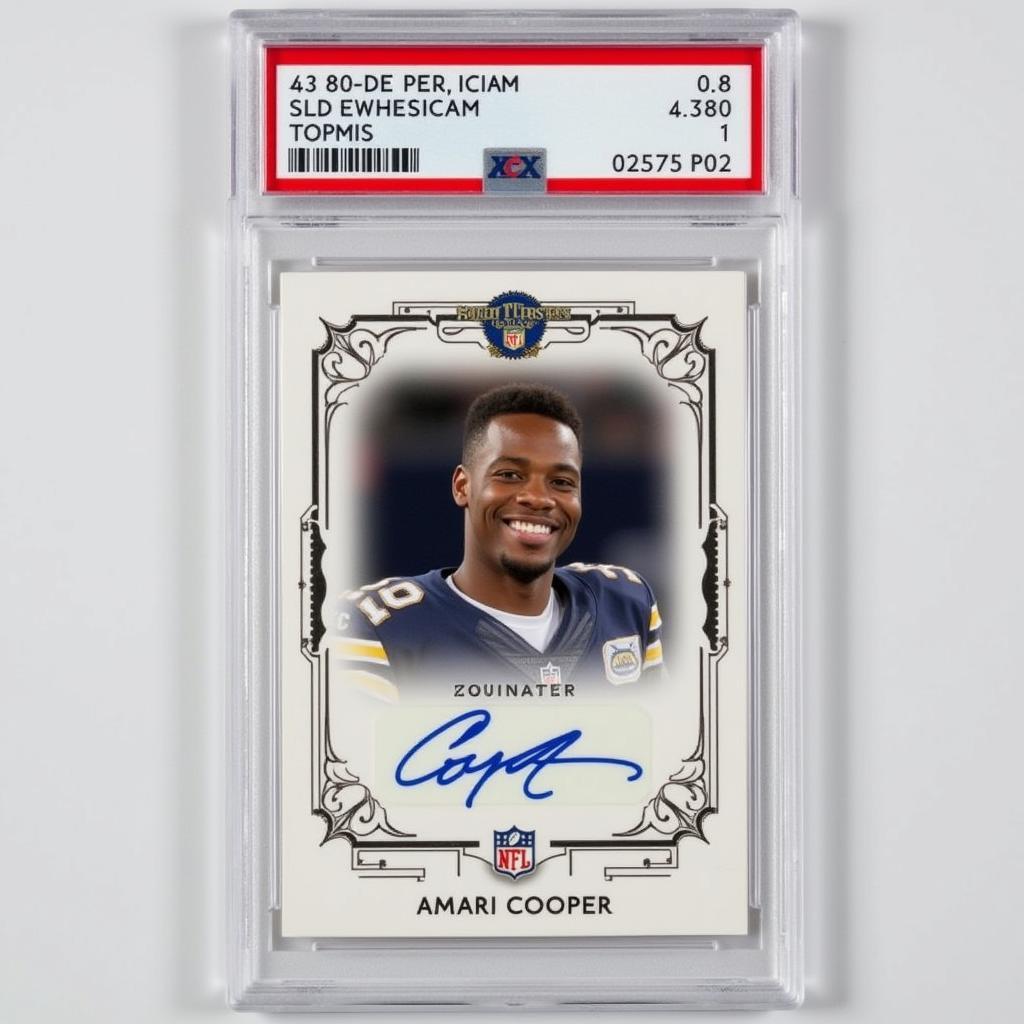 A professionally graded Amari Cooper card in a protective case.