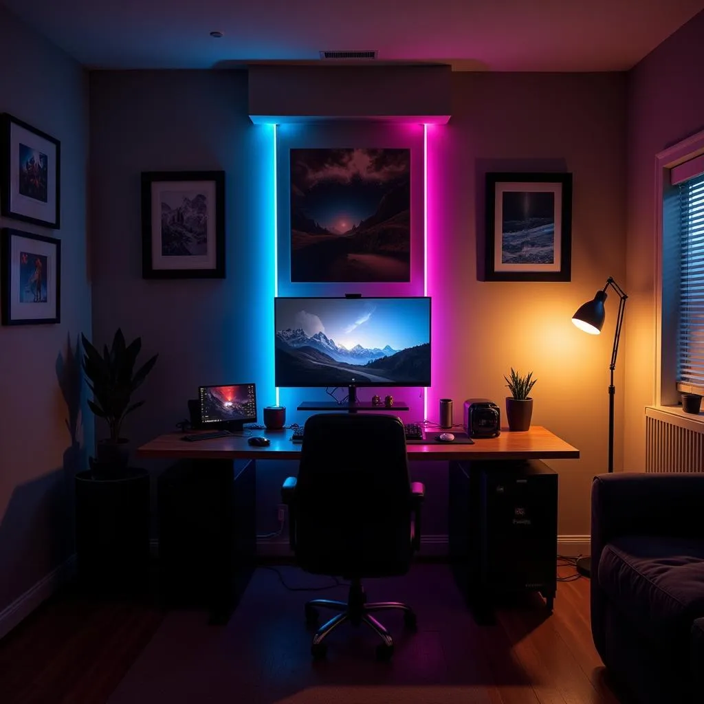 Ambient lighting setup for gaming room