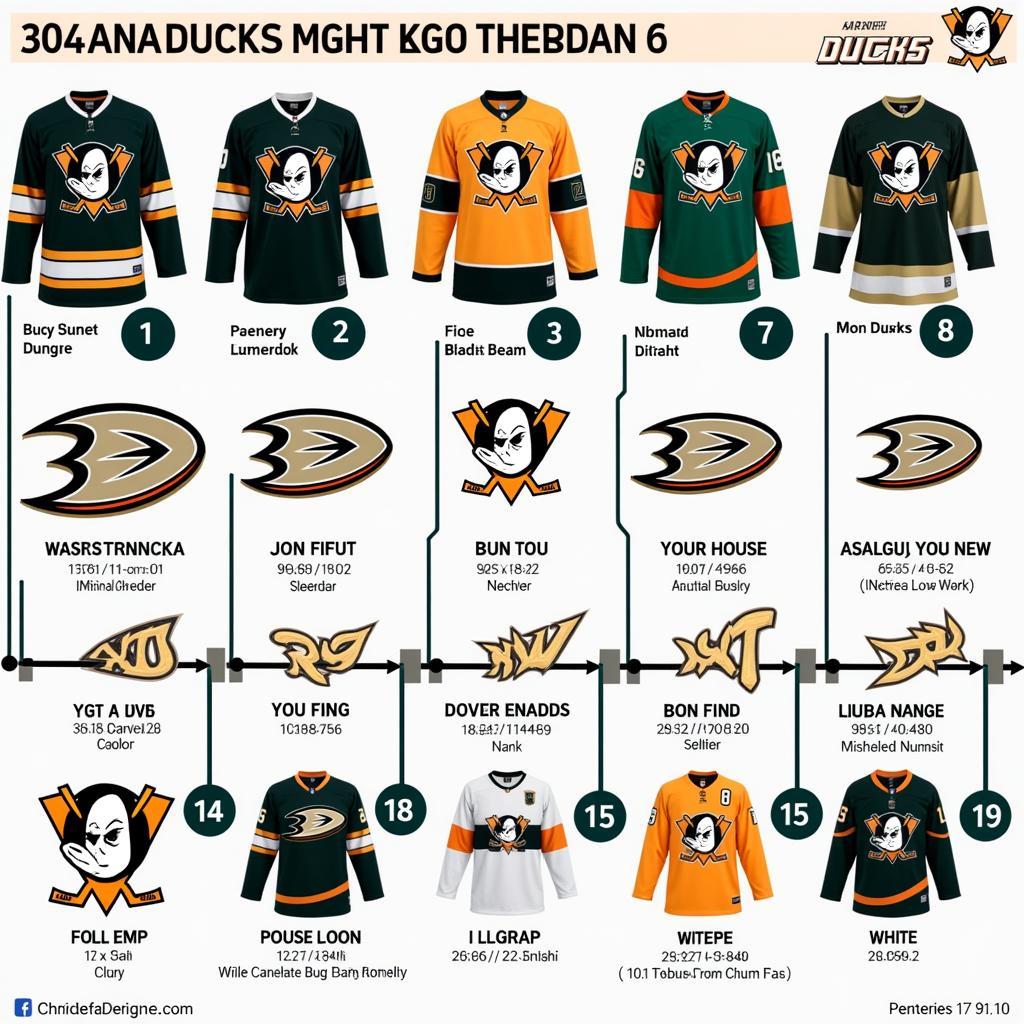 The evolution of Anaheim Ducks jerseys over time.