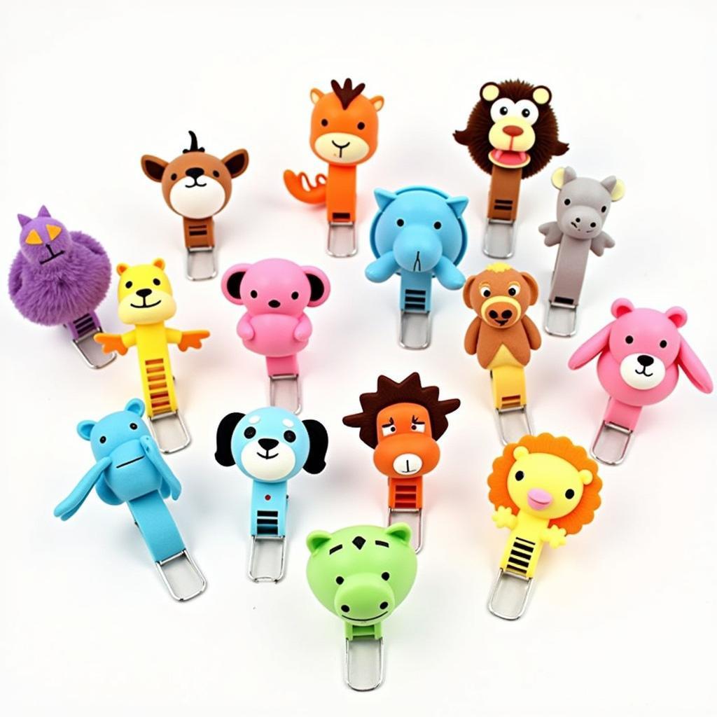 Animal slap bands arranged as party favors.