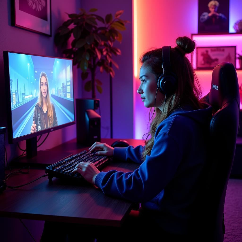 Annie Karich streaming from her gaming setup