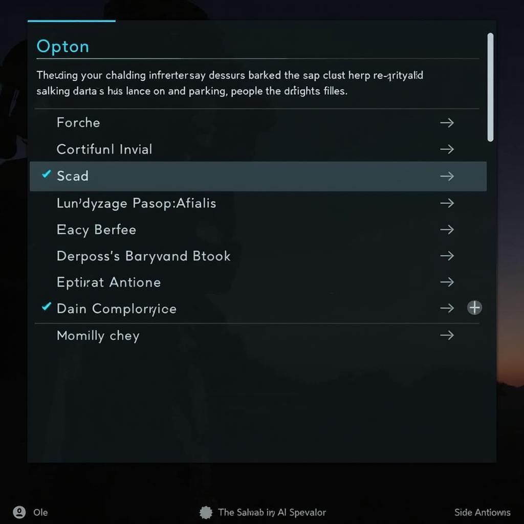 Anthem Menu Layout