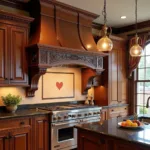 Antique Copper Range Hood in a Victorian Kitchen