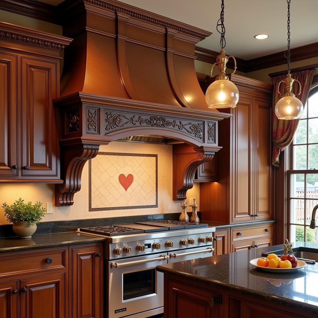 Antique Copper Range Hood in a Victorian Kitchen