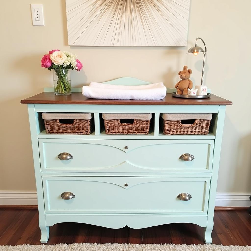  Antique dresser converted into a changing table 