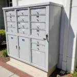 Exterior view of an apartment mailbox unit