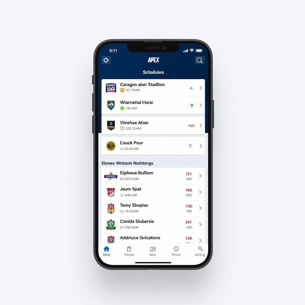 Apex Soccer Schedule App Screenshot