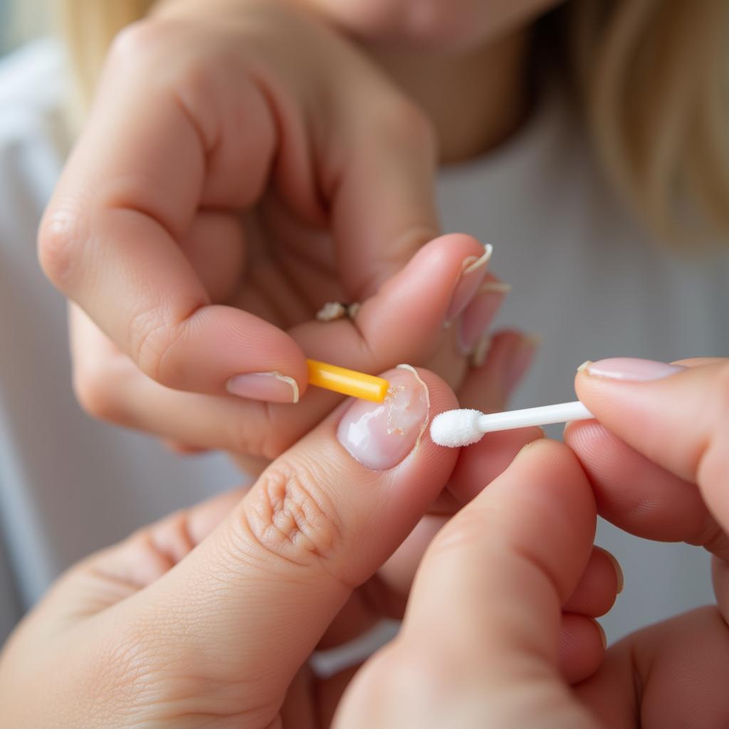 Applying antibiotic ointment to a cut