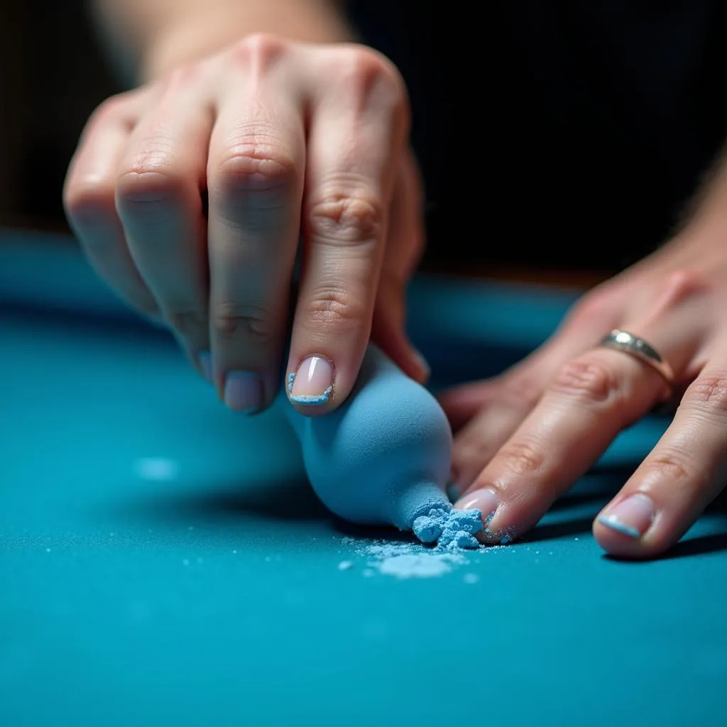 Applying Pool Chalk to Cue Tip