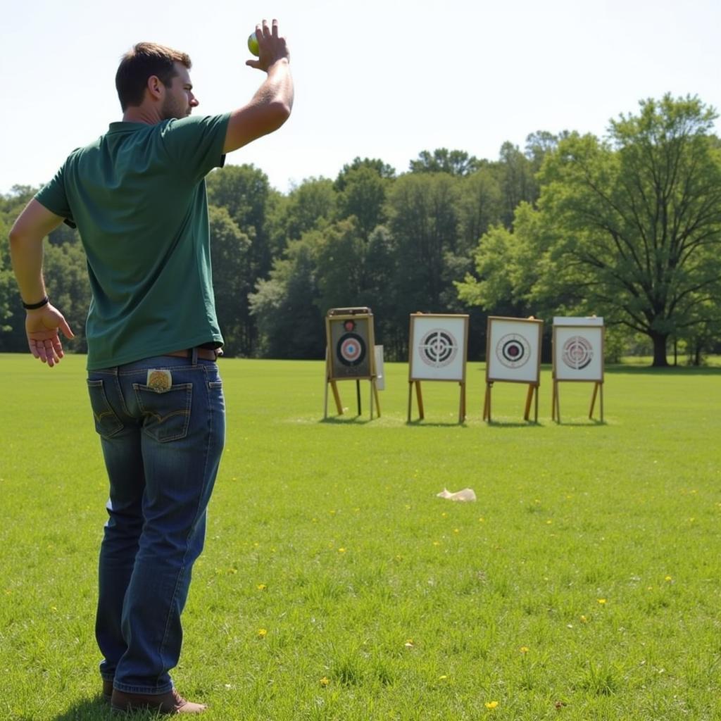 Arborist Practicing Throw Ball Technique