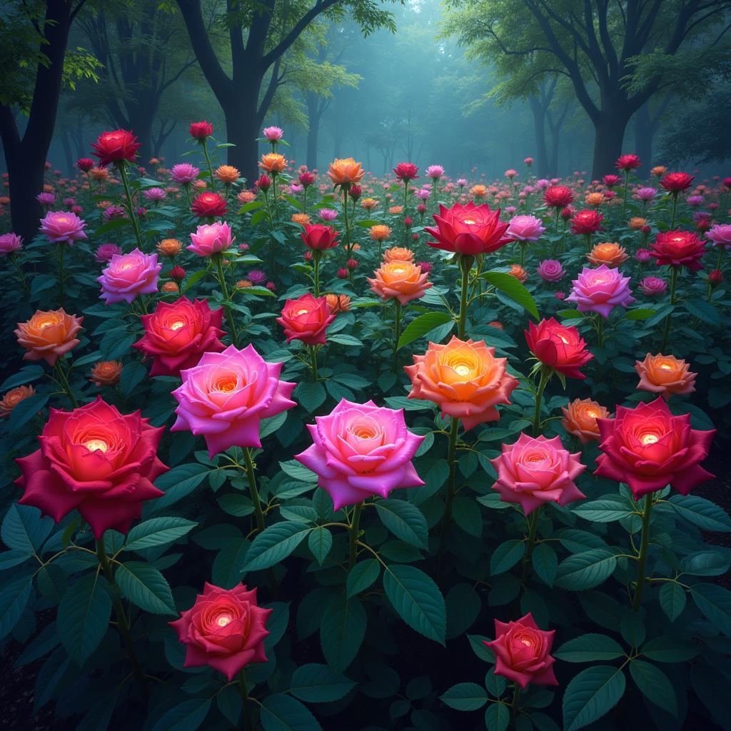 A Vibrant Garden of Arcaned Roses