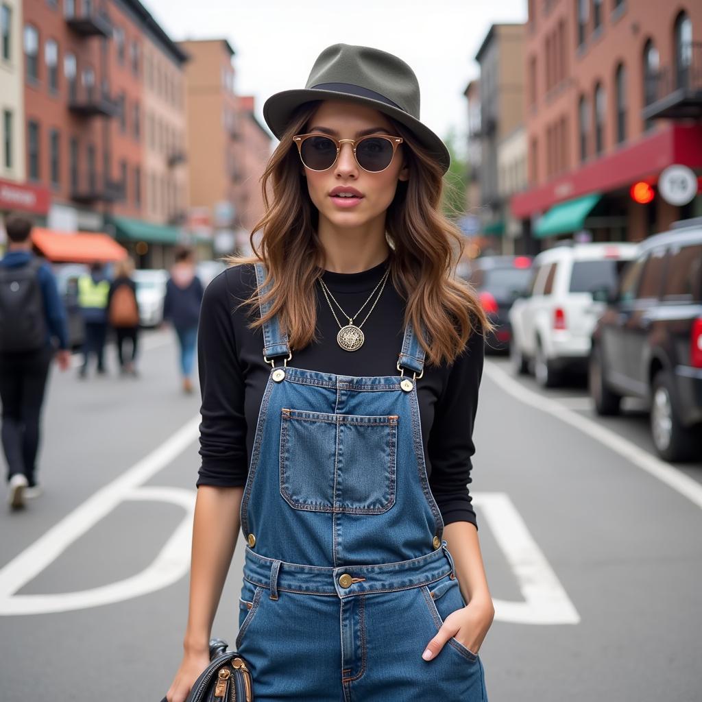 Street style outfit featuring Arkansas overalls