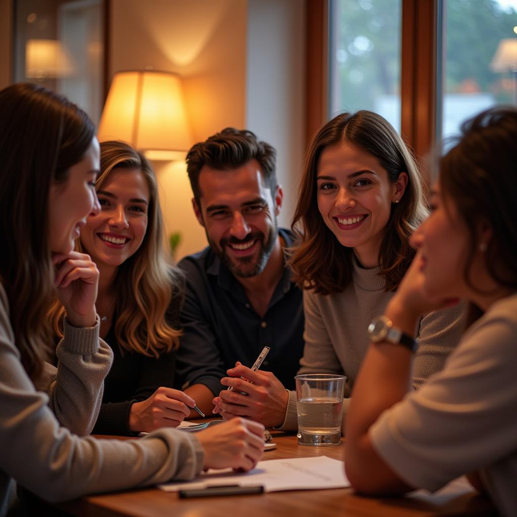 Group of smiling people attending an ASMR-themed event