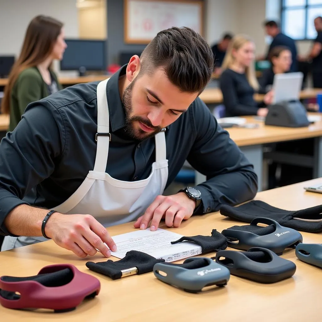 Athlete Choosing a Chinstrap Cover for Their Helmet