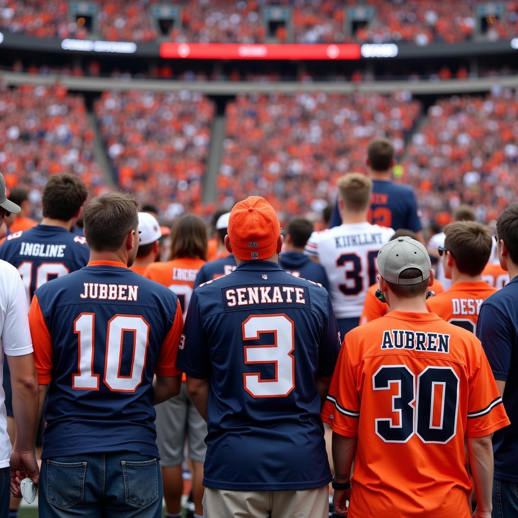 Auburn Fans Sporting Jerseys at a Game