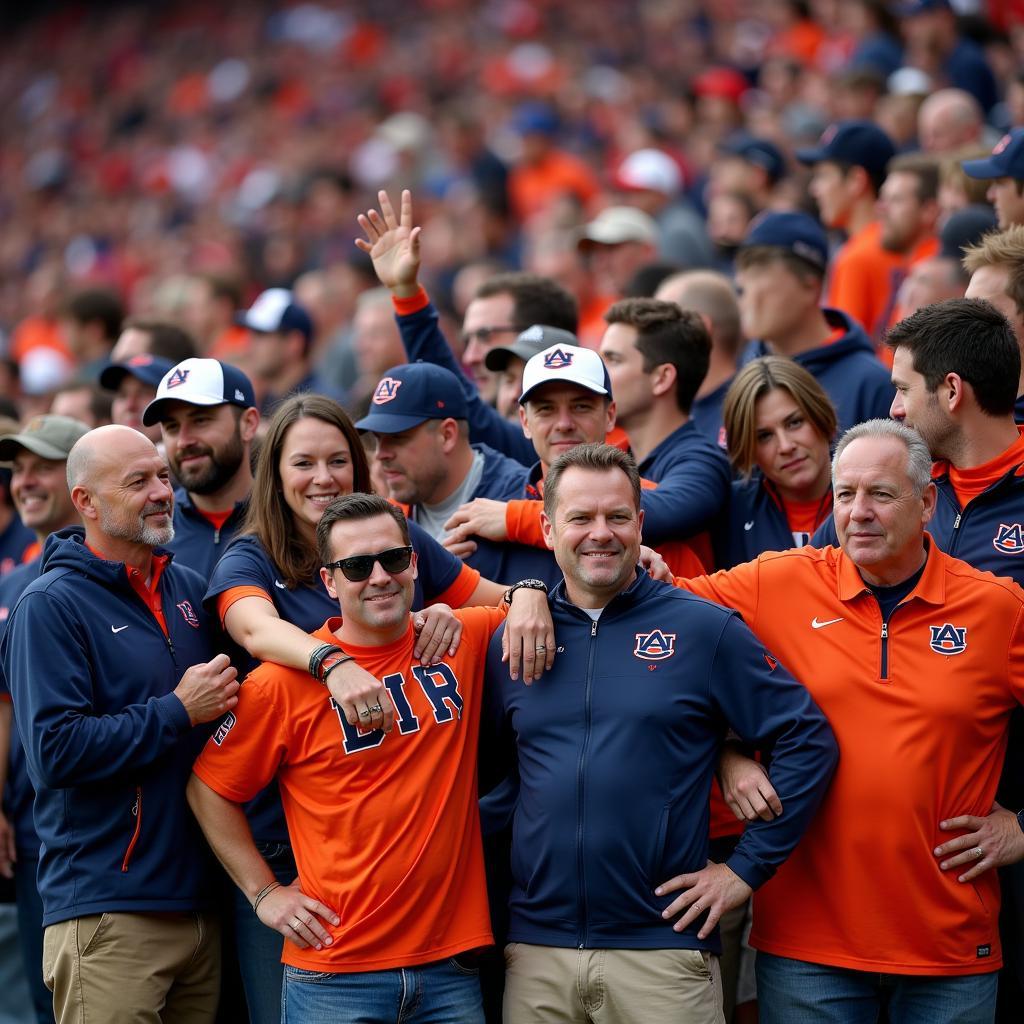  Auburn and SDSU Fans Celebrate a Touchdown 