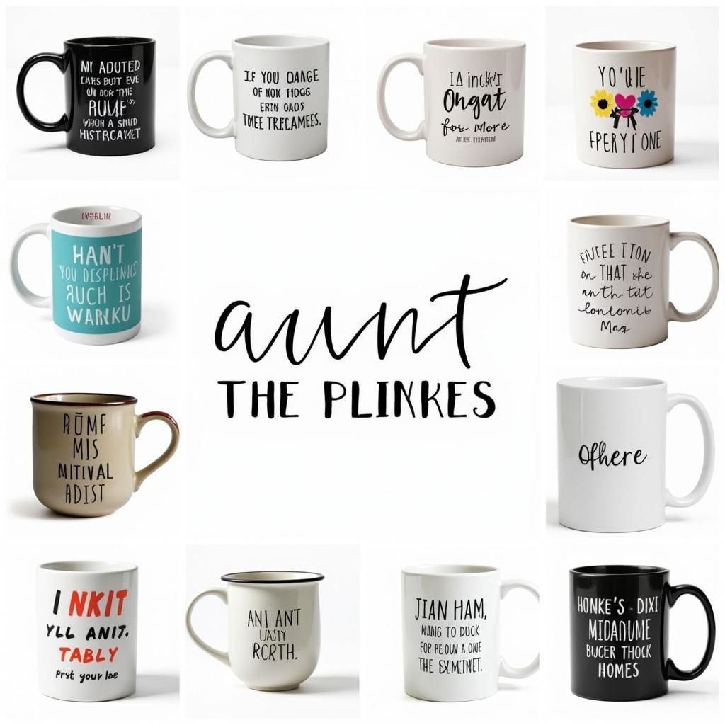 Different styles of aunt mugs