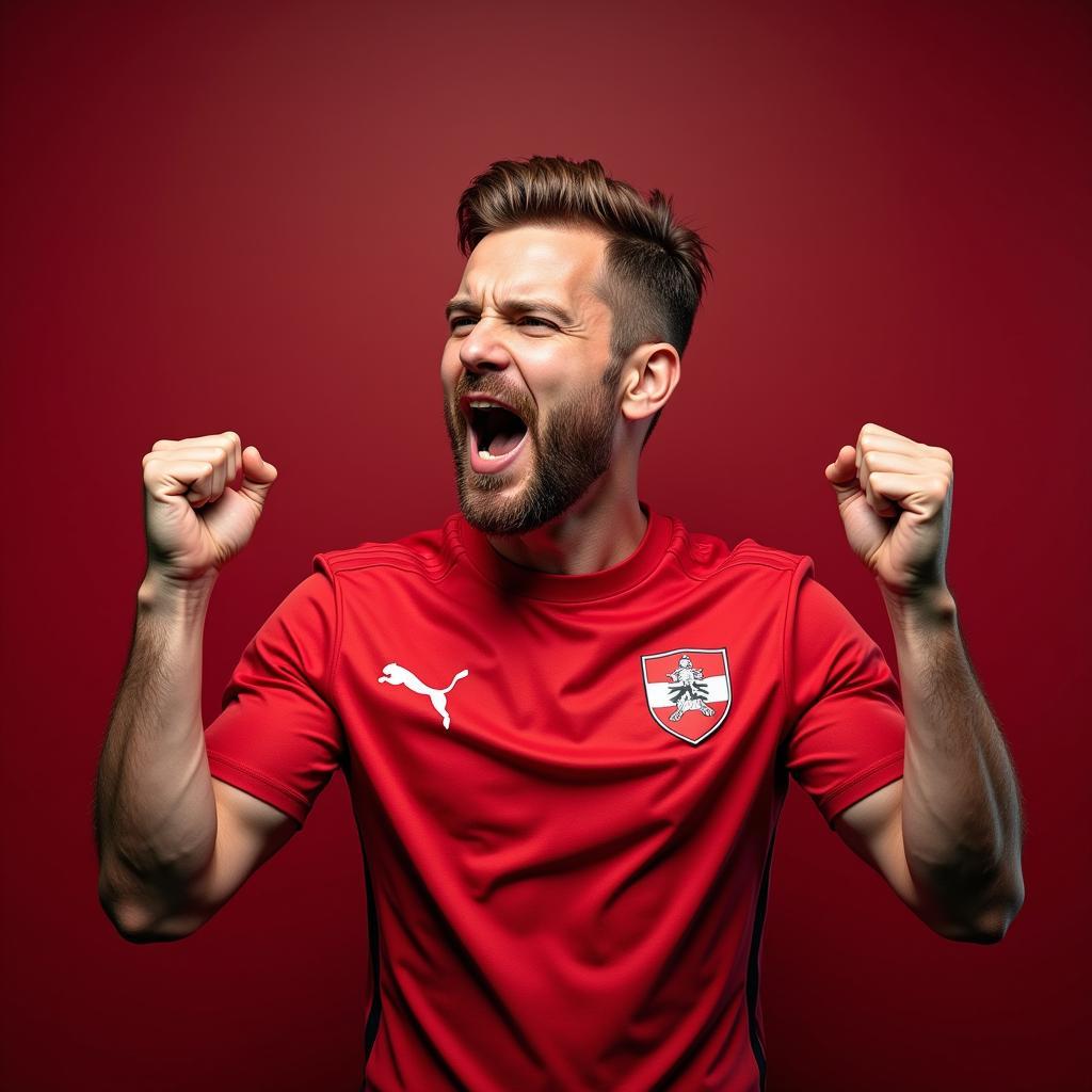 Austrian football fan celebrating