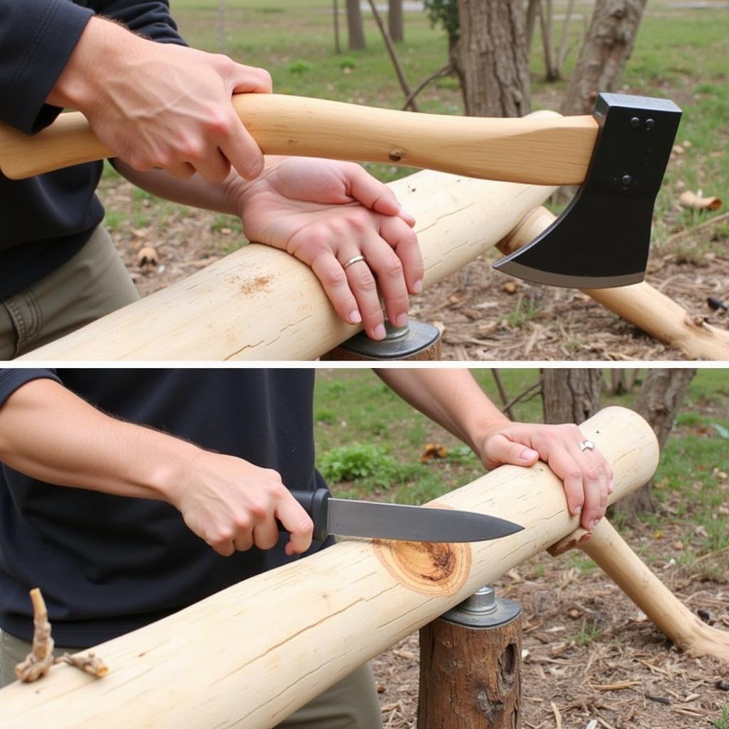 Squaring a Stick with an Axe and Knife