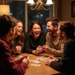 Group of Friends Playing Bad People Card Game