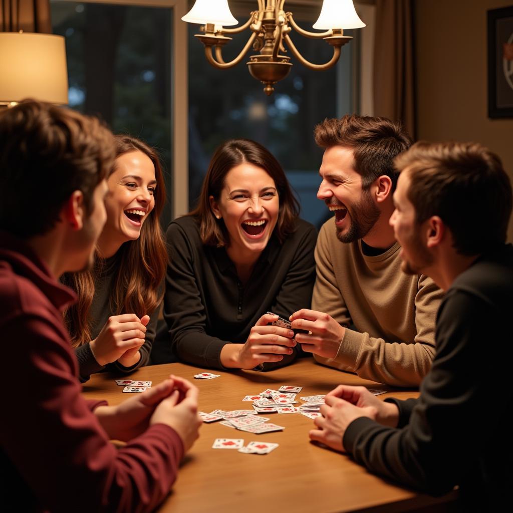 Group of Friends Playing Bad People Card Game