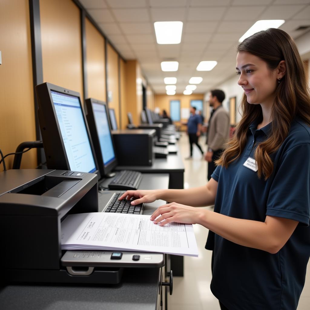 Ball State Student Utilizing Campus Printer