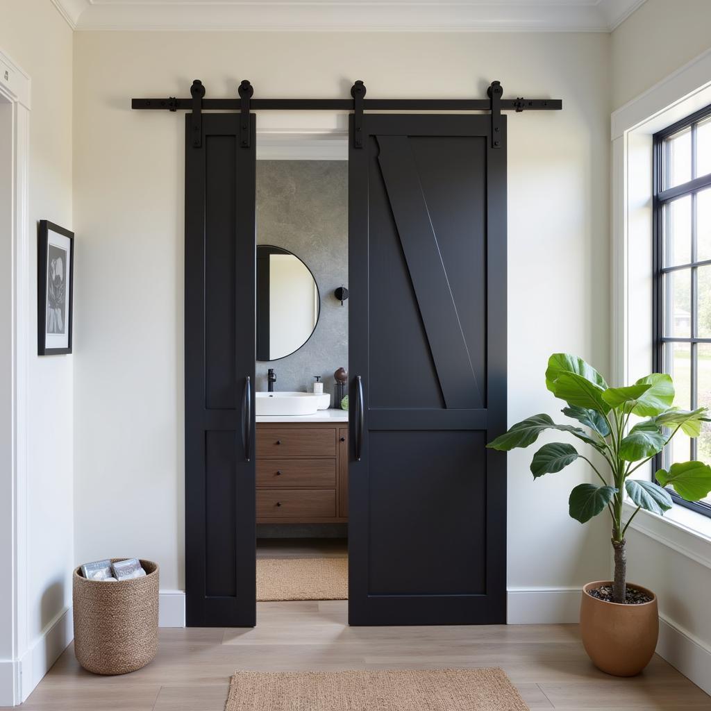 Barn Door with Arch for Bathroom Entryway