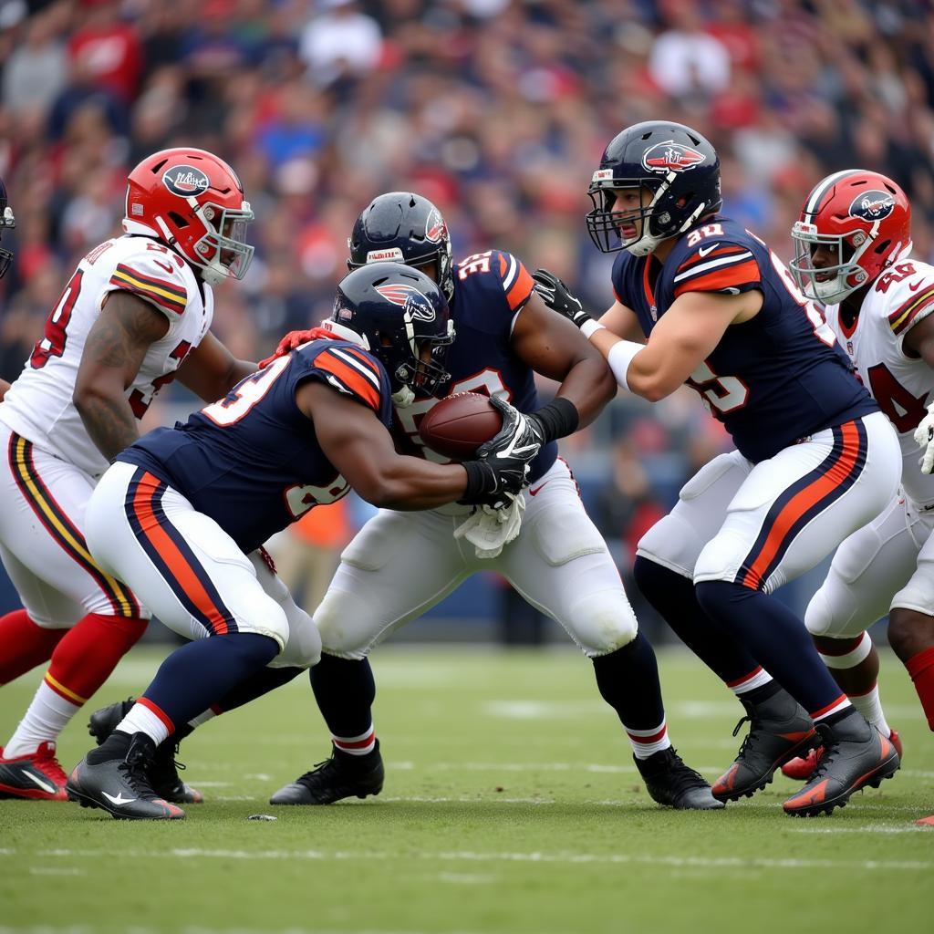 Football Players Executing Base Flex Formation