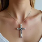 Baseball necklace cross design with intricate details