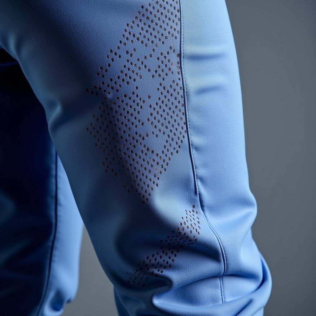 Close-up of breathable baseball pant fabric