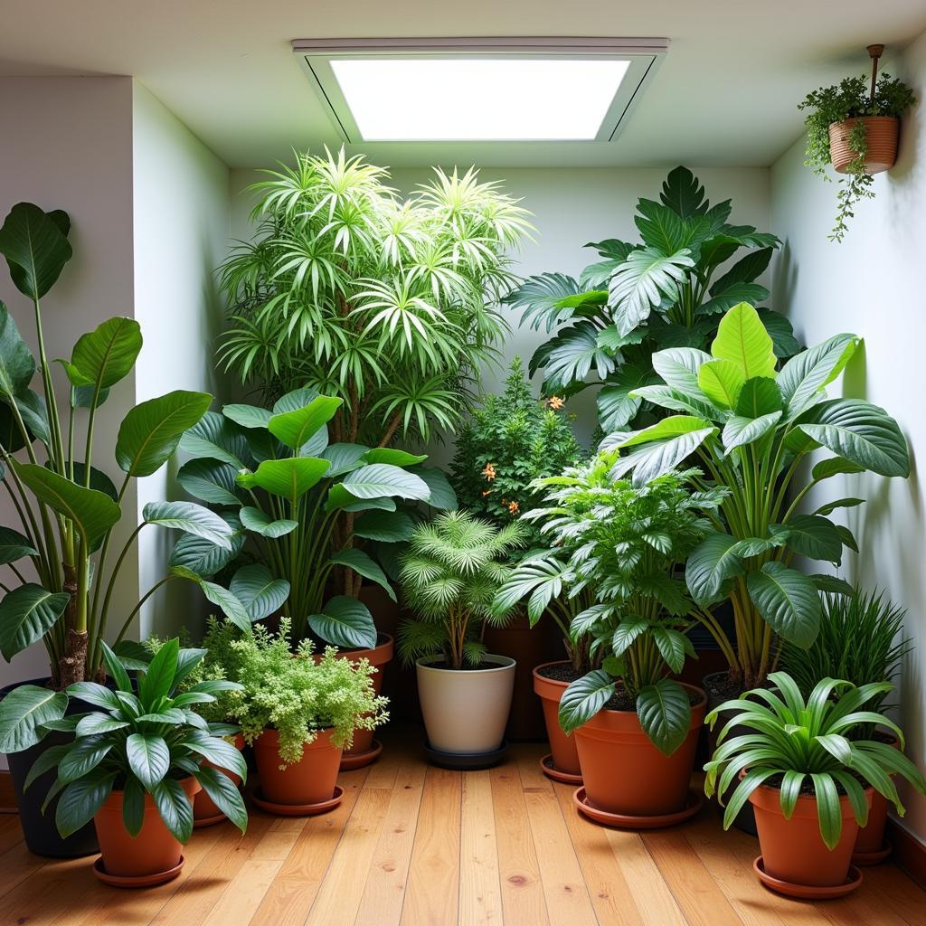 Creative Plant Arrangement in a Basement