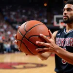 Basketball player passing the ball