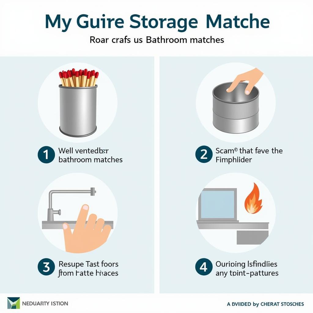 Safe storage and handling of bathroom matches in a bathroom setting