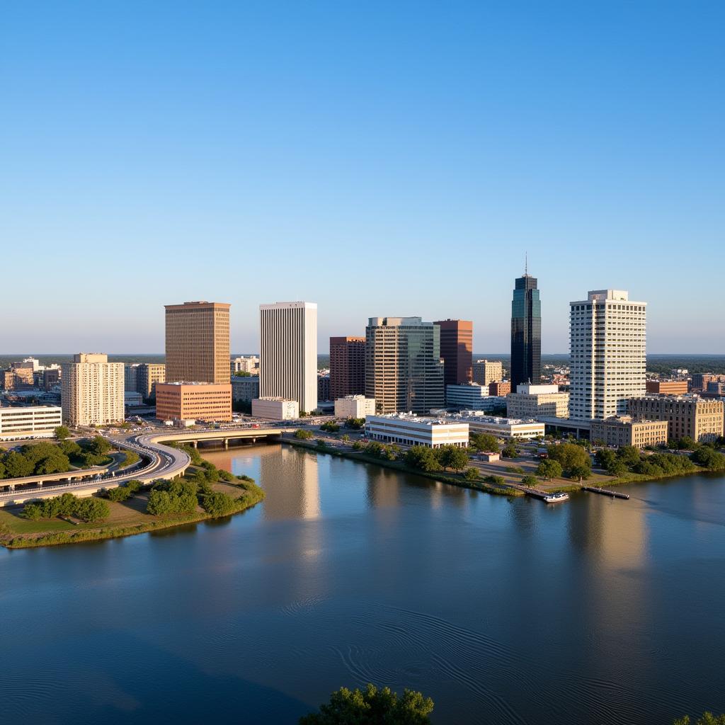 Baton Rouge skyline at sunset